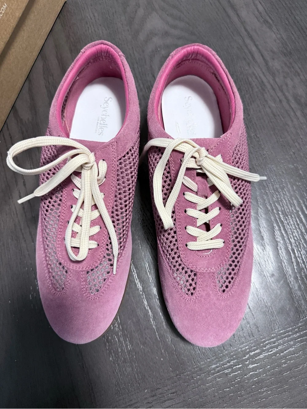 Seychelles Naples Sneakers Women’s 9 Mauve Pink Suede Mesh Lace Up Shoes NWB